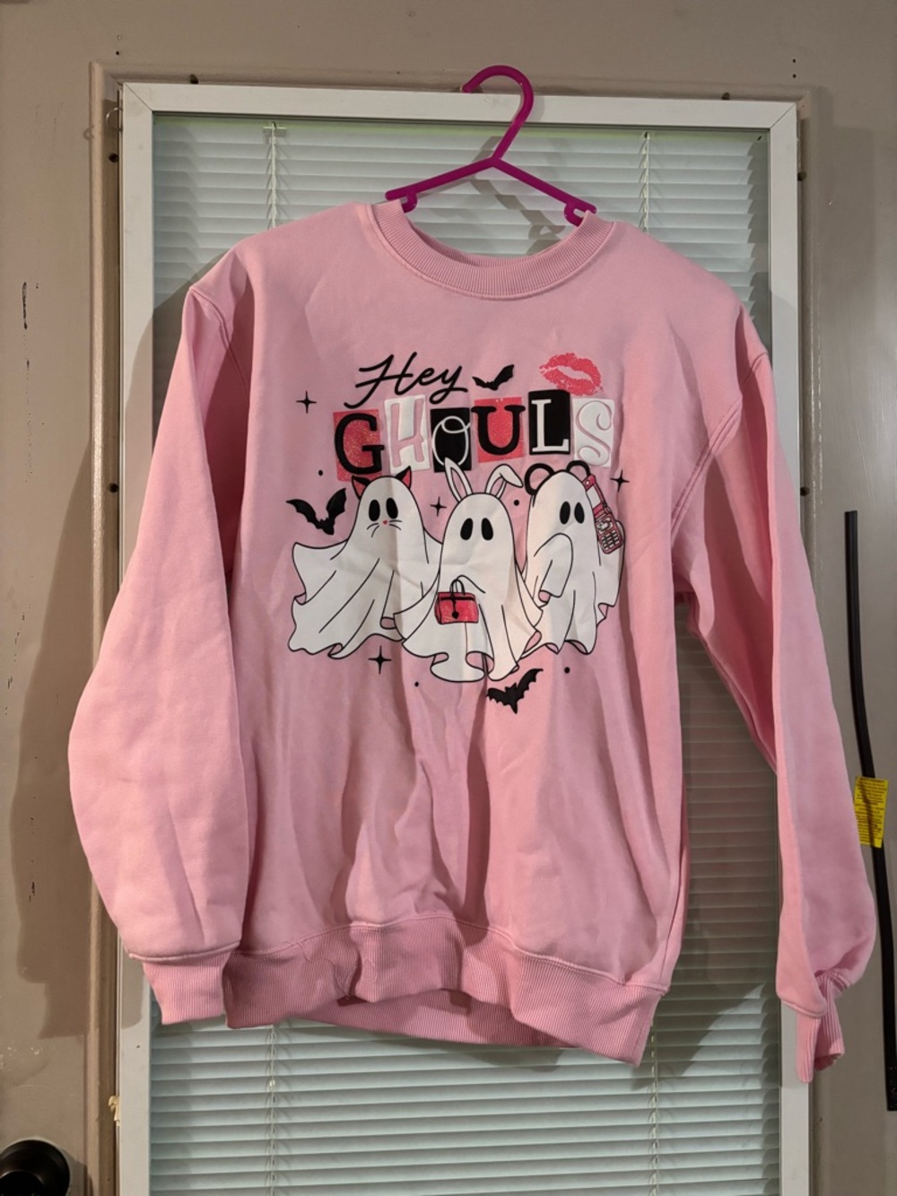 Hey Ghouls Pink Graphic Sweatshirt